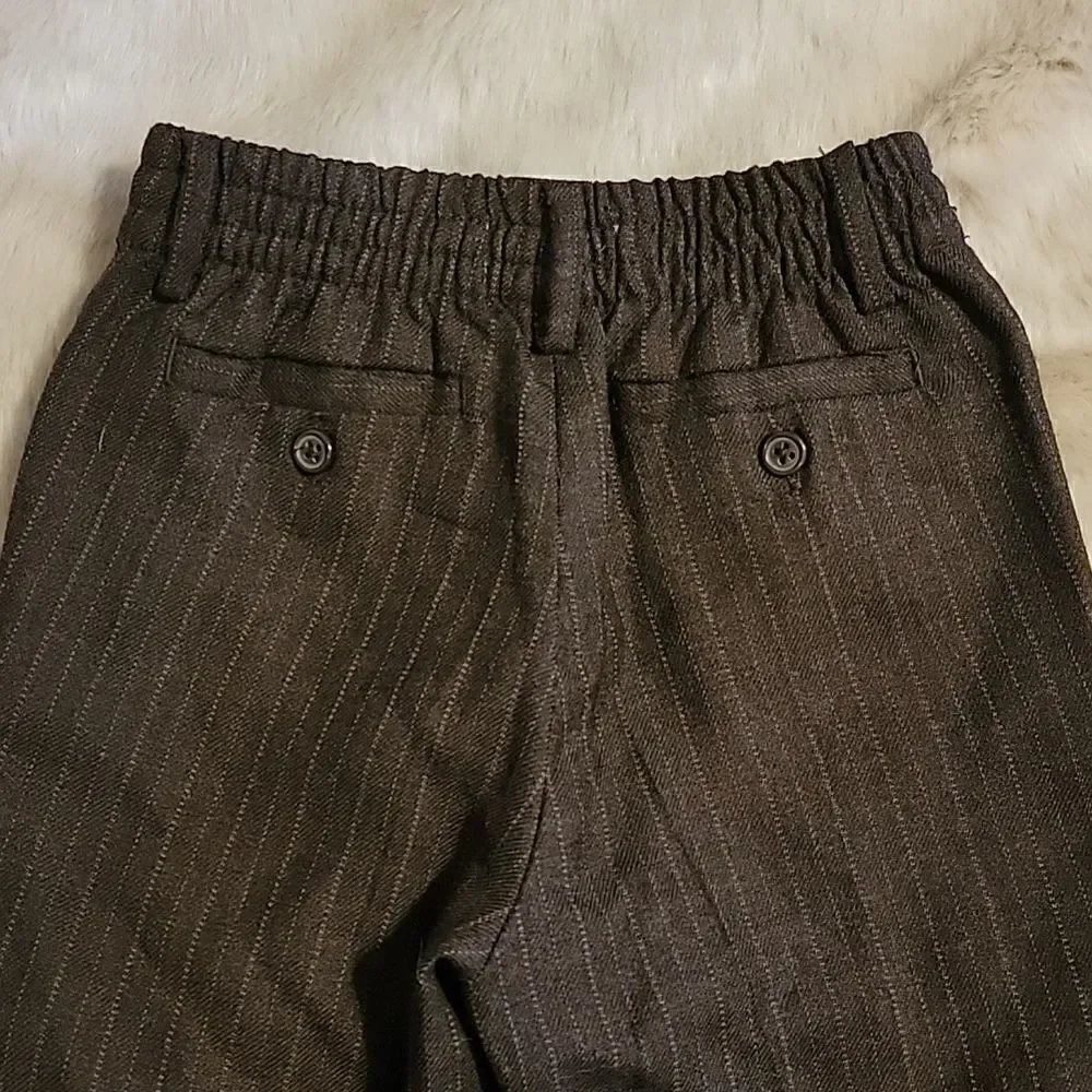 JANIE AND JACK SPECIAL OCCASION BROWN WOOL PINSTRIPED PANTS - NEW!